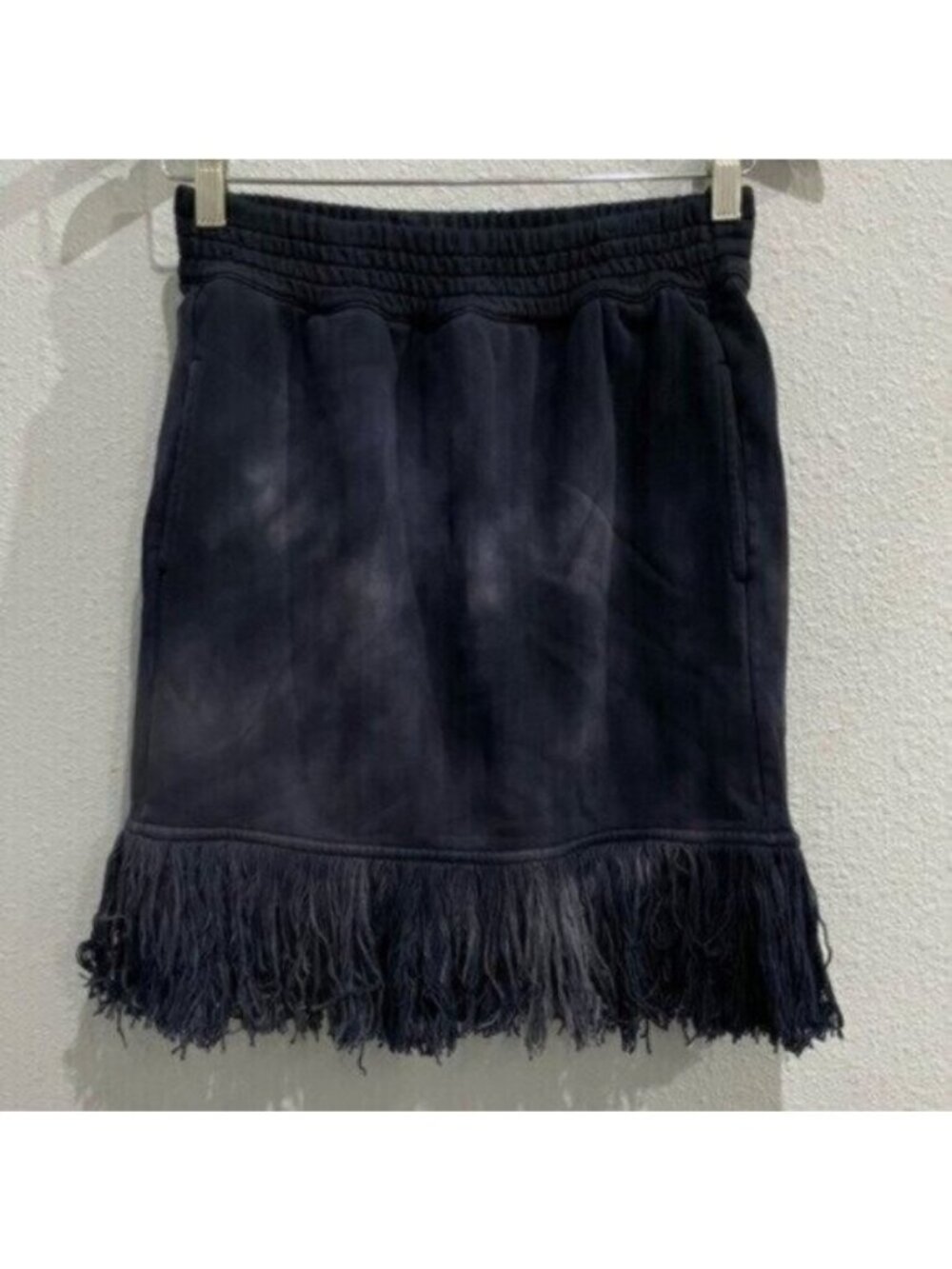 Pinko Western Fringe Mini Skirt Boho Shabby Chic Stretch Stretch With Pockets